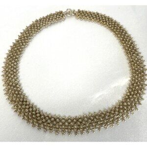 Vintage Etruscan Revival Cannetille Filigree Gold Tone Choker Necklace